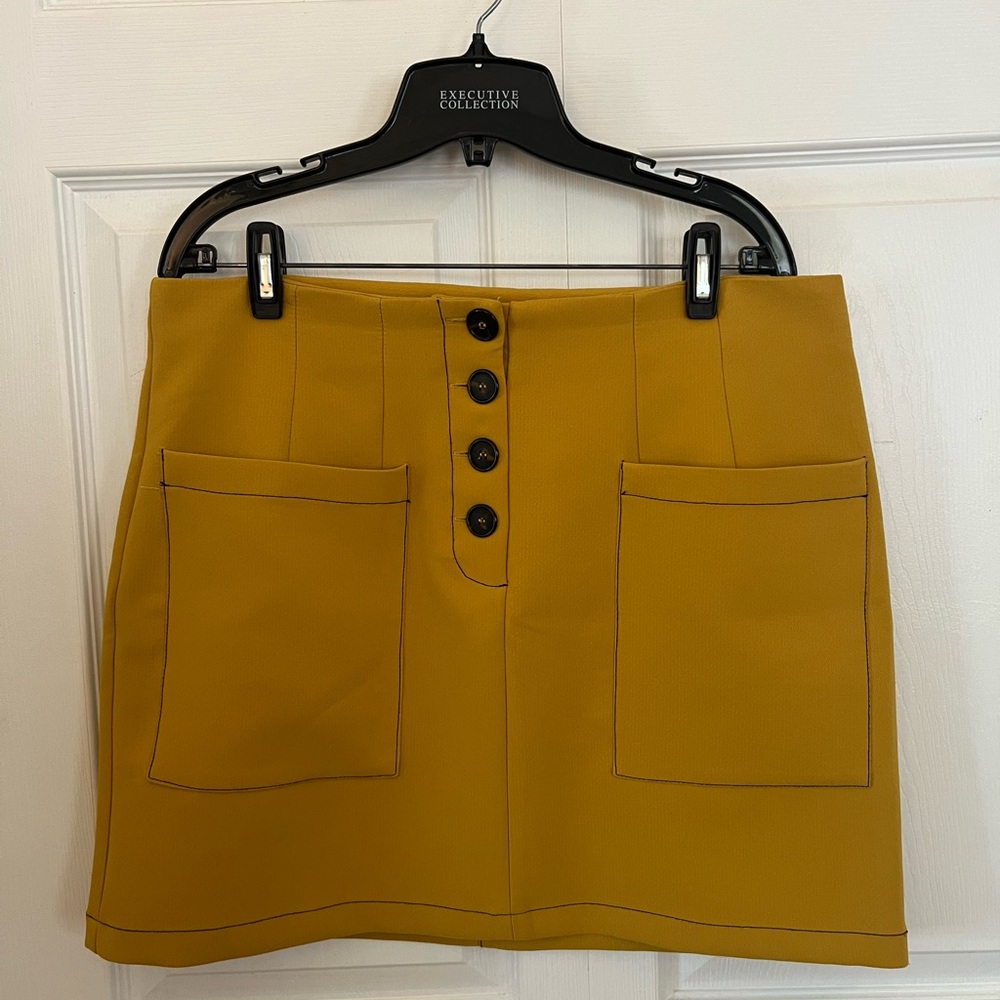 Mustard yellow with black stitching TopShop skirt